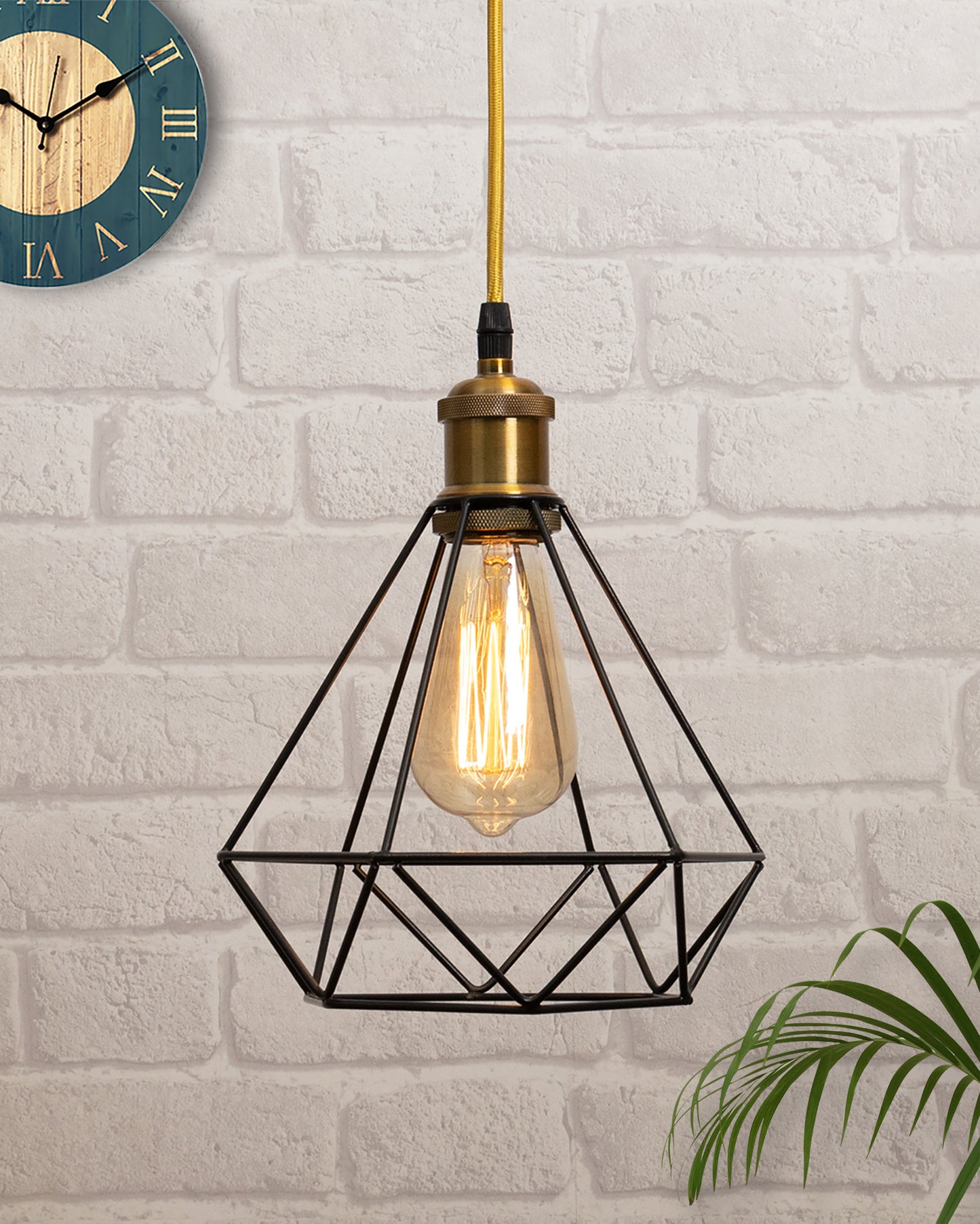 Lighting Black Metal Cage Lampshade for Pendant Light With Holder Hanging Lighting Cord Fixture Farmhouse Bedroom Dining Room Decoration
