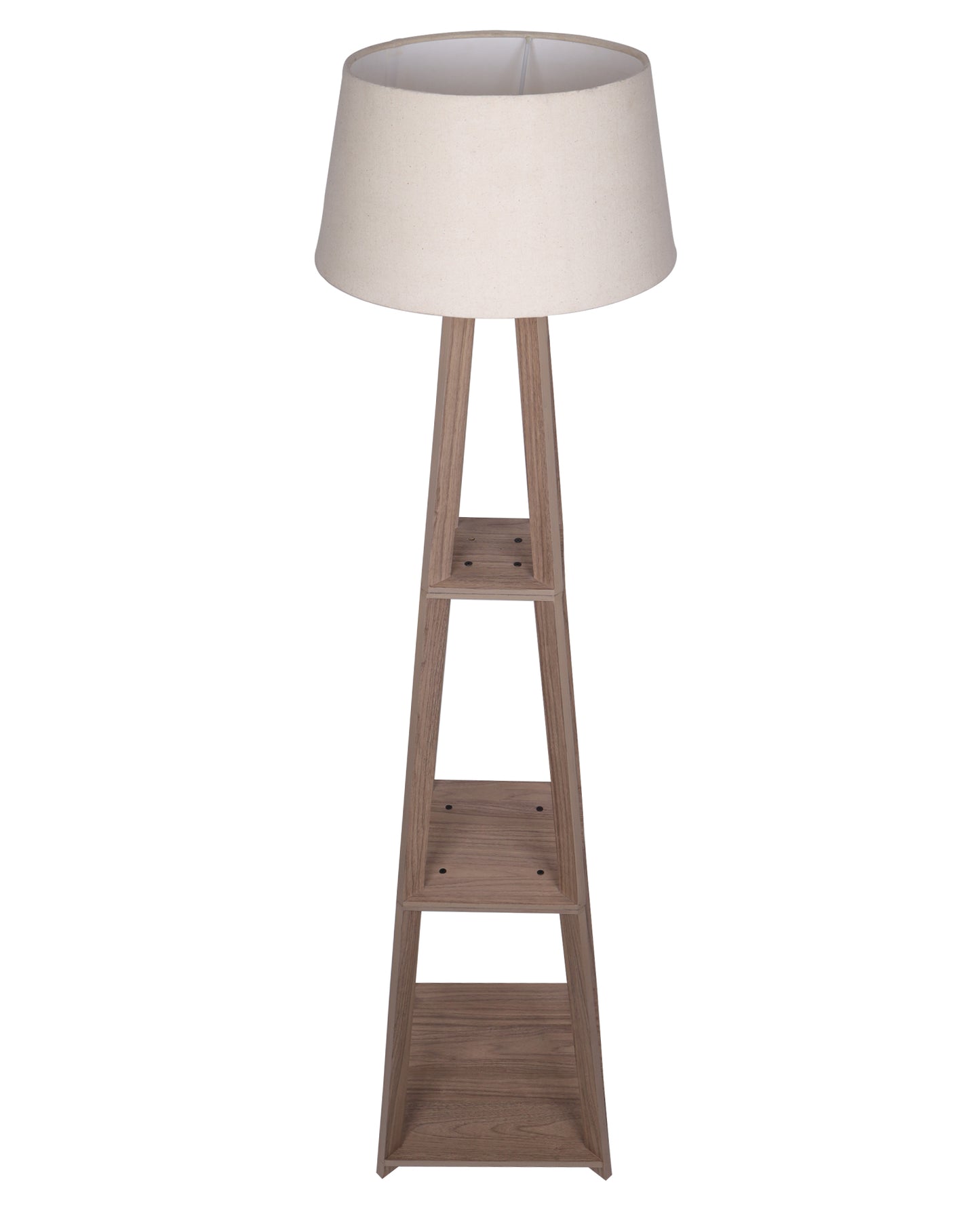 Homesake® Wood Natural Colour 3 Layer Floor Lamp for Living Room With 16" Oka Shade Jute Decor Corner Lamp For Living Room | Standing Lamp | Reading House Bedroom Home