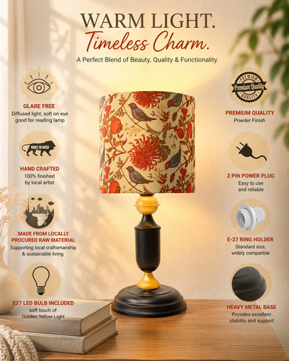 Murphy Black Table Lamp with Shade, LED bulb included