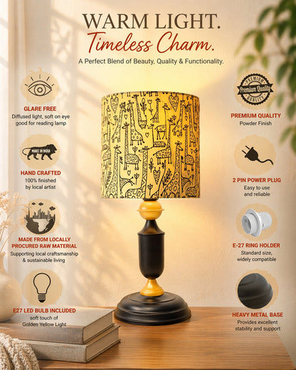 Murphy Black Table Lamp with Shade, LED bulb included