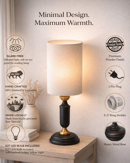 Murphy Black Table Lamp with Shade, LED bulb included