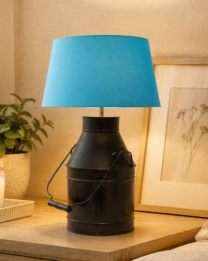 Rustic Milk Churn Can Table Lamp with shade, Black Rust Finish