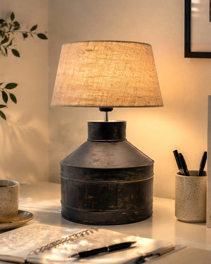 Rustic Milk Gagar Table Lamp with shade, Black Rust Finish