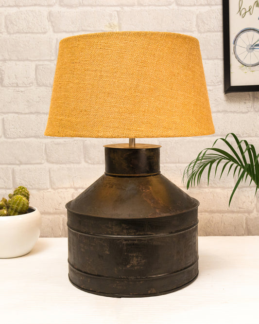 Rustic Milk Gagar Table Lamp with shade, Black Rust Finish