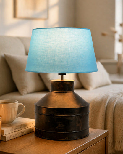 Rustic Milk Gagar Table Lamp with shade, Black Rust Finish