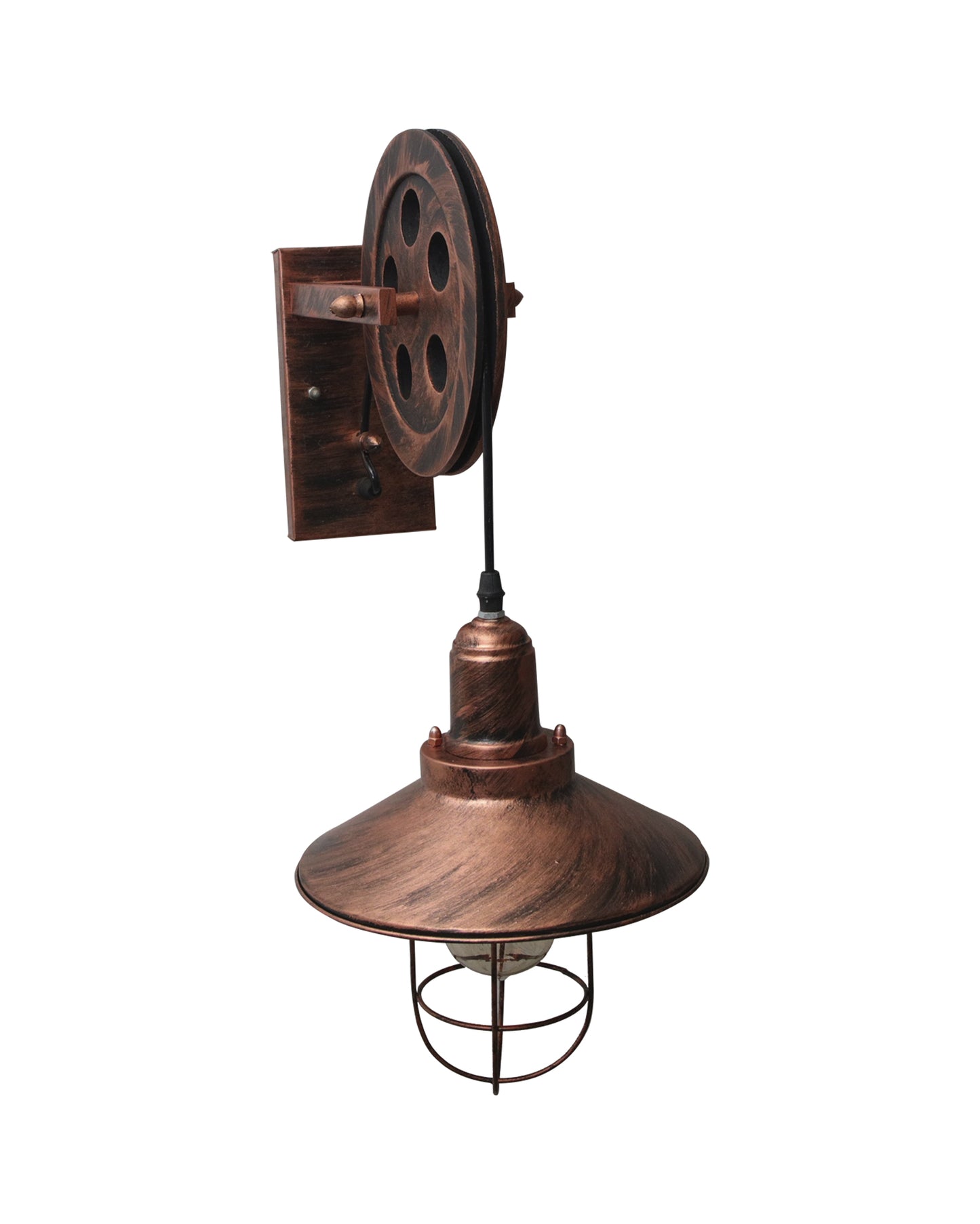 Industrial Mid Century Iron Wall Cone Lift Pulley Iron Cone Shade Indoor Lighting Barn Restaurant Bronze