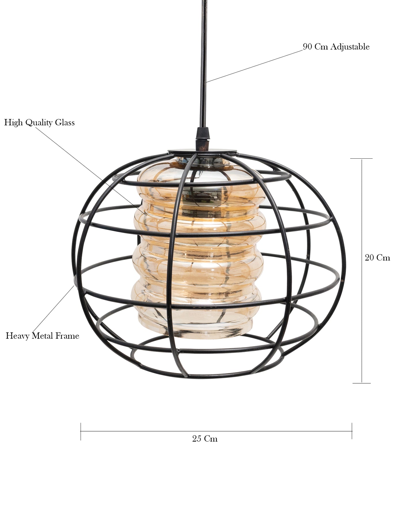 Homesake® Black Sphere Cage Pendant Lighting with Glass Shades,Porch Gazebo Barn Light Fixture, Cylinder Glass