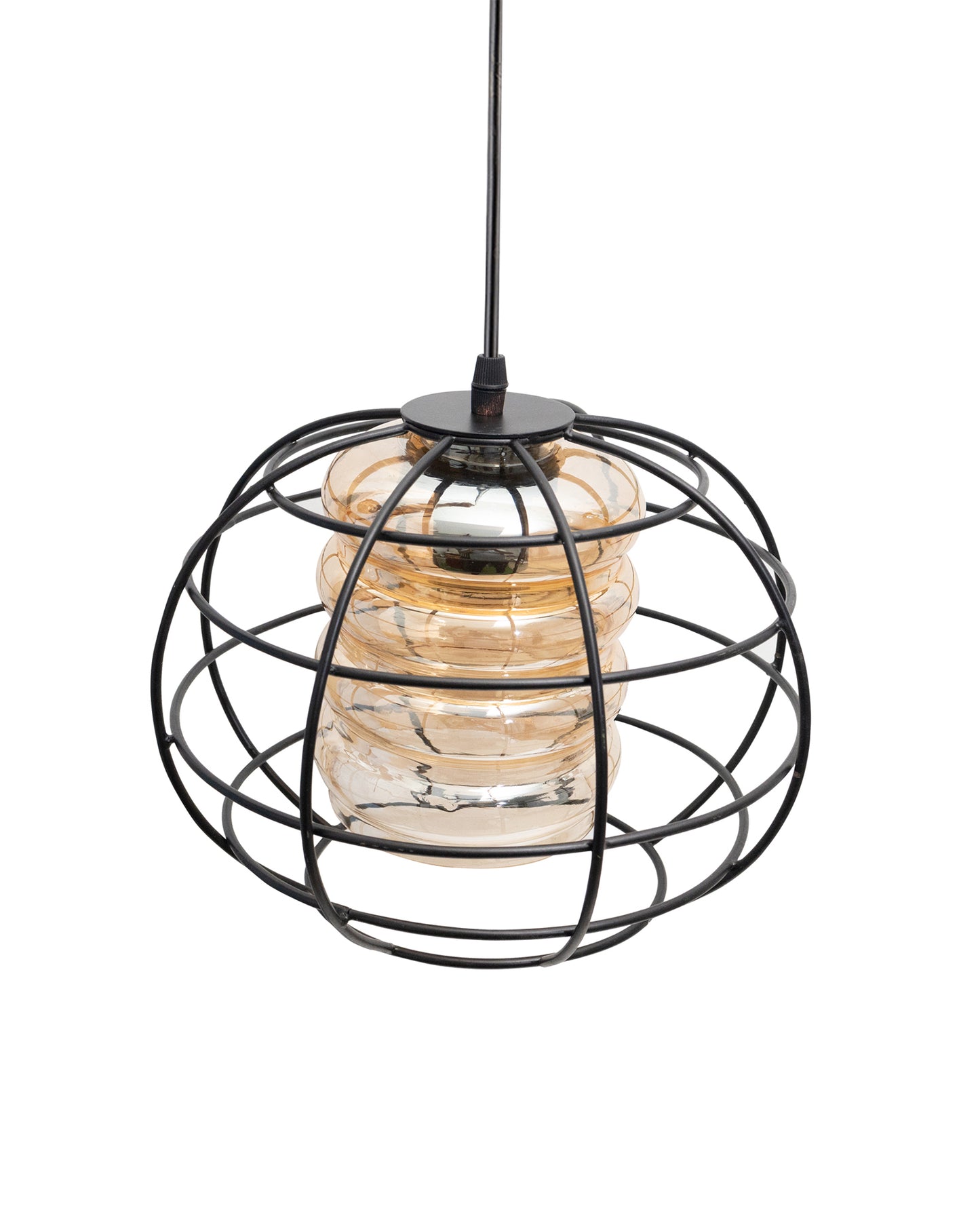 Homesake® Black Sphere Cage Pendant Lighting with Glass Shades,Porch Gazebo Barn Light Fixture, Cylinder Glass