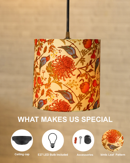 Birds Hanging Drum Lamp Shade, Decorative Light Lamp for Living Room, Home, Bedroom