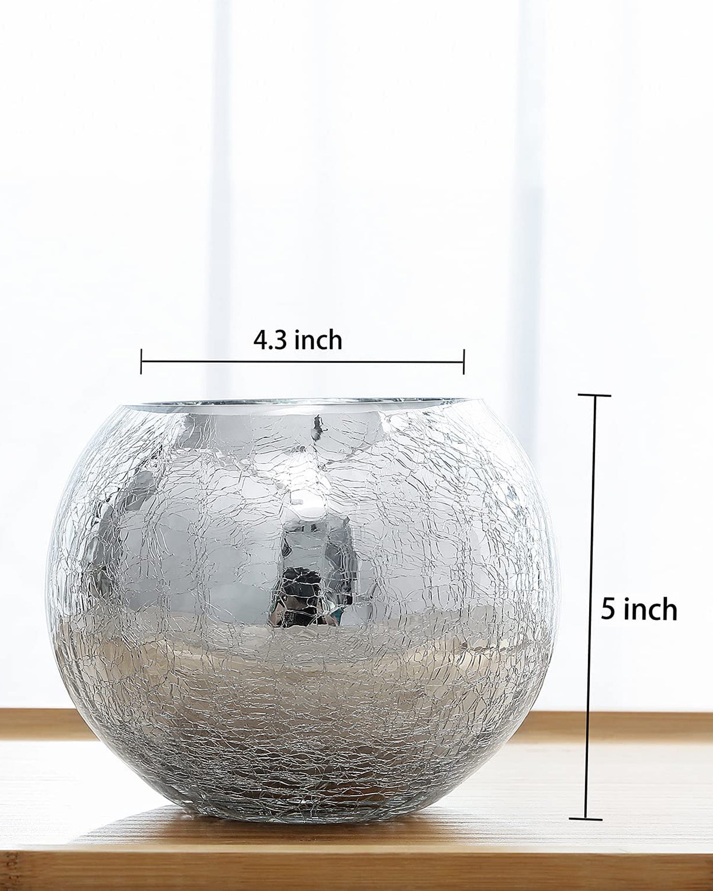 Homesake® 5" Antique Silver Round Vase, Vintage-Style Handmade Mercury Glass Finish for Weddings, Parties, Events,
