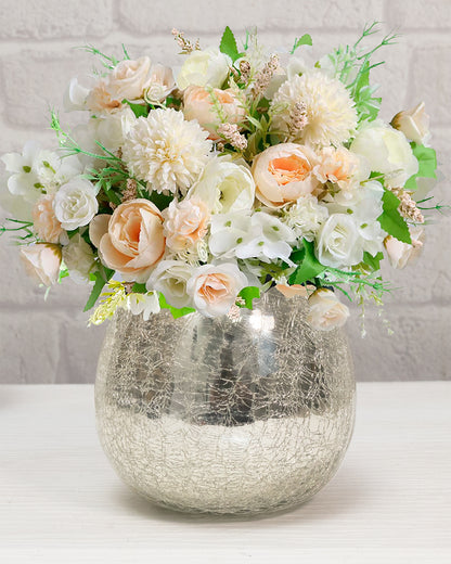 Homesake® 5" Antique Silver Round Vase, Vintage-Style Handmade Mercury Glass Finish for Weddings, Parties, Events,