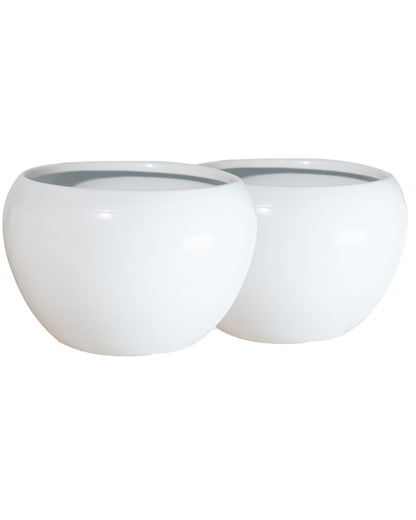 White Metal Flower Pot Succulent Plant Pot Indoor and Outdoor Set of 2
