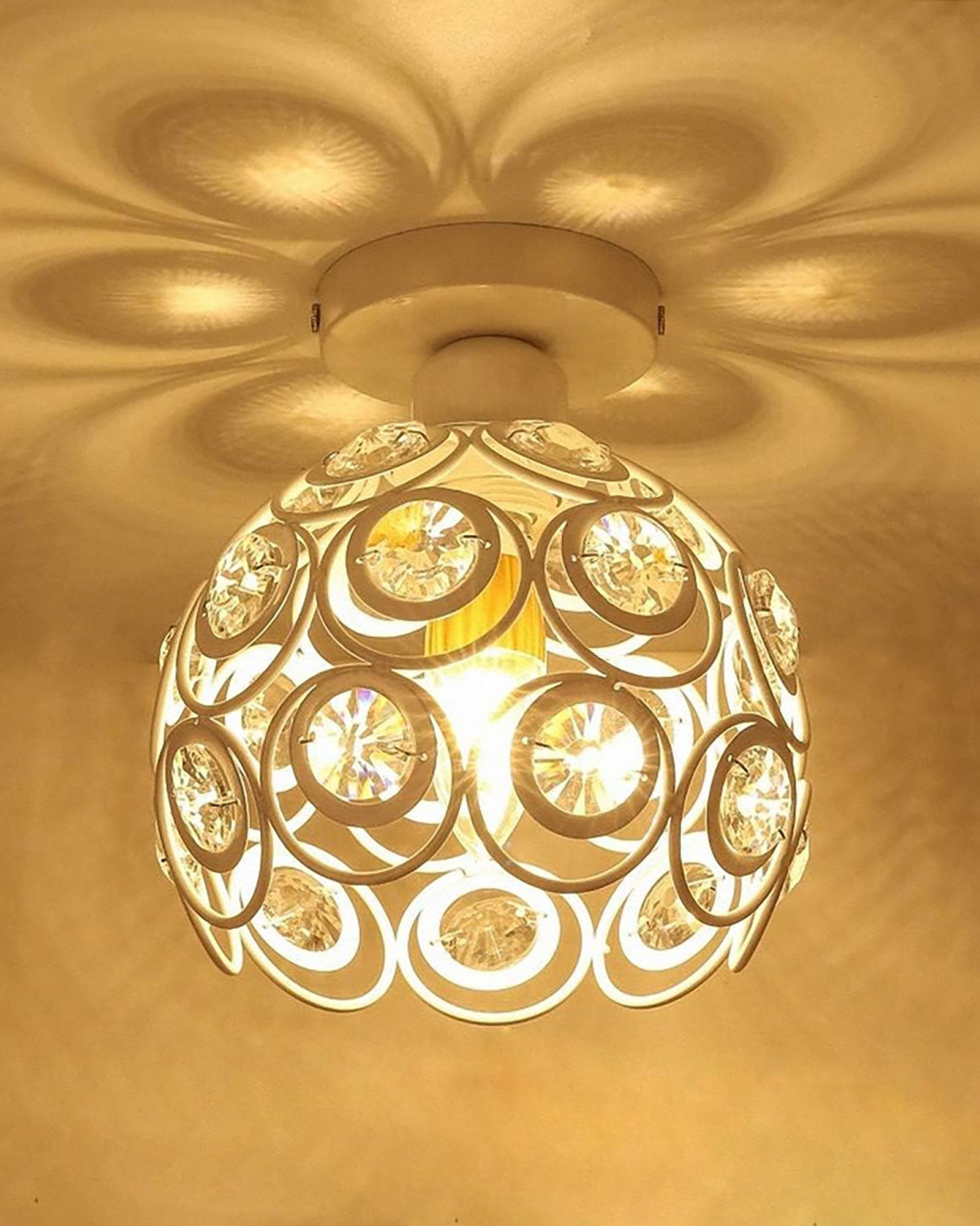 Dual Ring Crystal Flush Mount Ceiling Light, for Hallway Light Fixture – Homesake.in