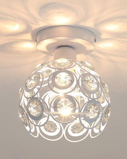 Dual Ring Crystal Flush Mount Ceiling Light, for Hallway Light Fixture Ceiling