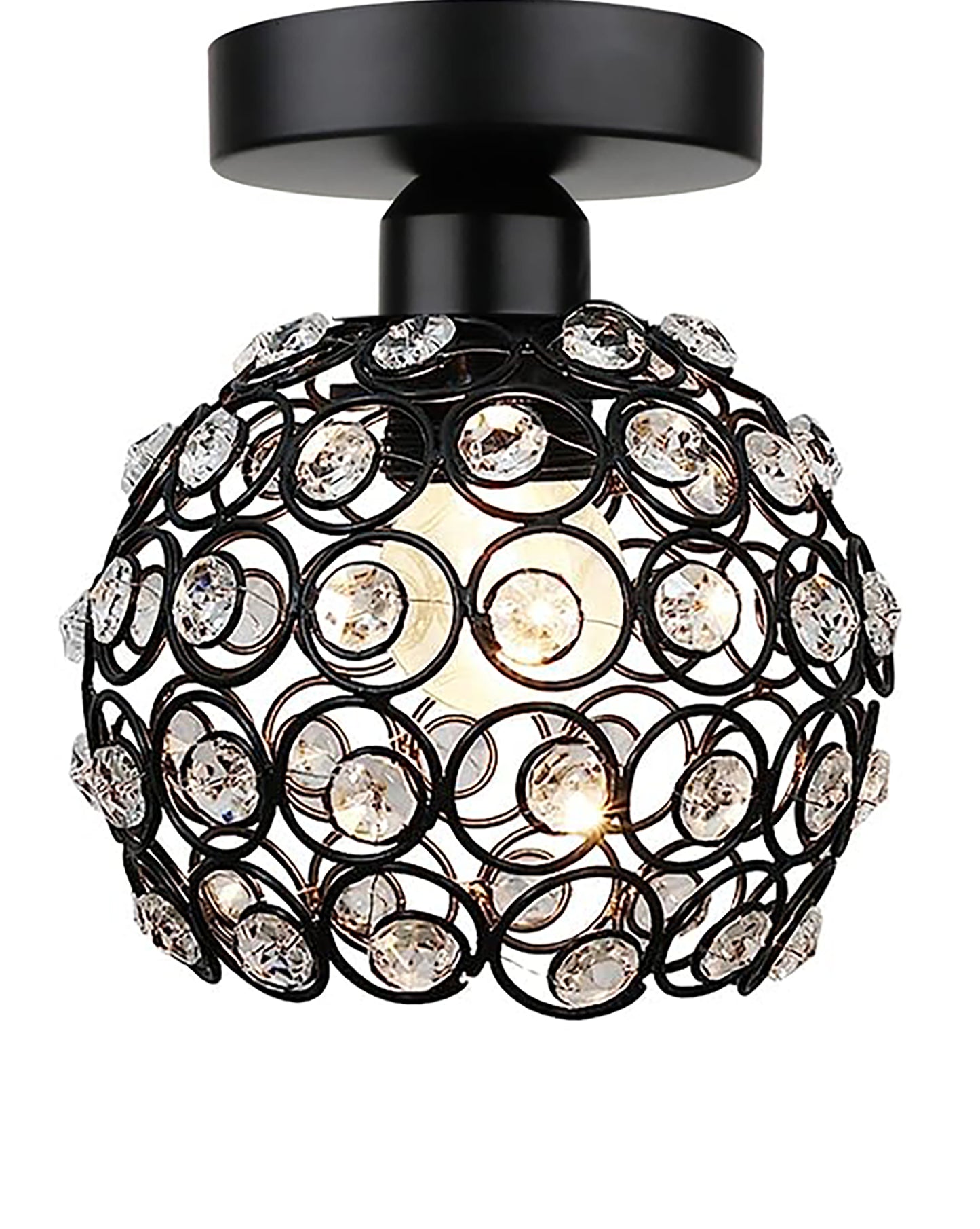 Dual Ring Crystal Flush Mount Ceiling Light, for Hallway Light Fixture Ceiling