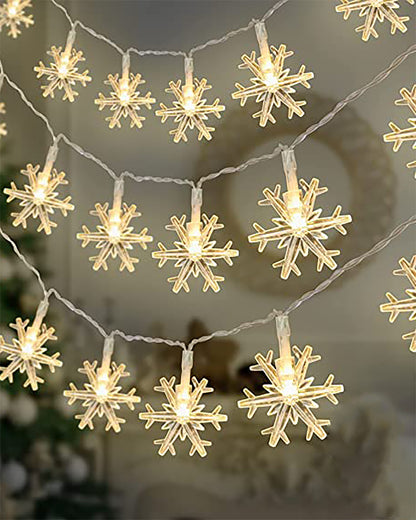 5M Snowflake Shaped LED String Lights for Christmas Indoor Outdoor, Party,Festival Garden Decor