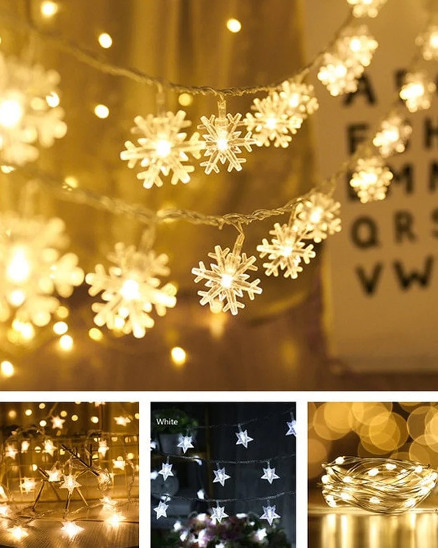 5M Snowflake Shaped LED String Lights for Christmas Indoor Outdoor, Party,Festival Garden Decor