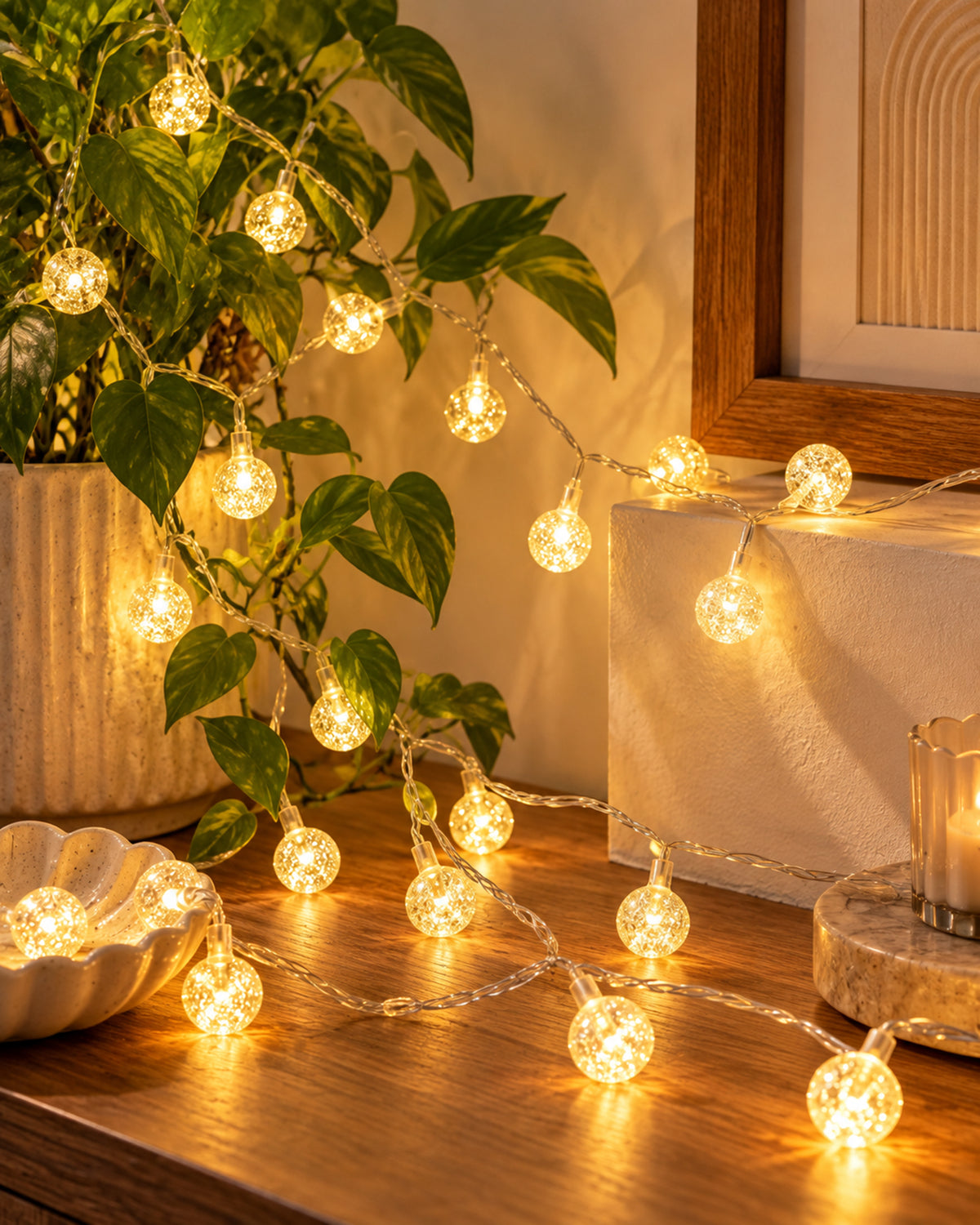 5M Snowflake Shaped LED String Lights for Christmas Indoor Outdoor, Party,Festival Garden Decor