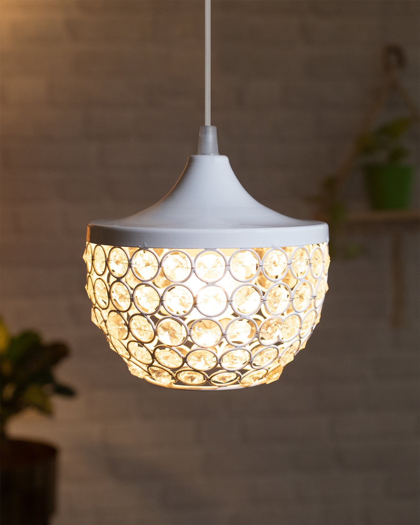 6" Glossy Crystal hanging goblet light, ceiling light, Nordic E27 pendant