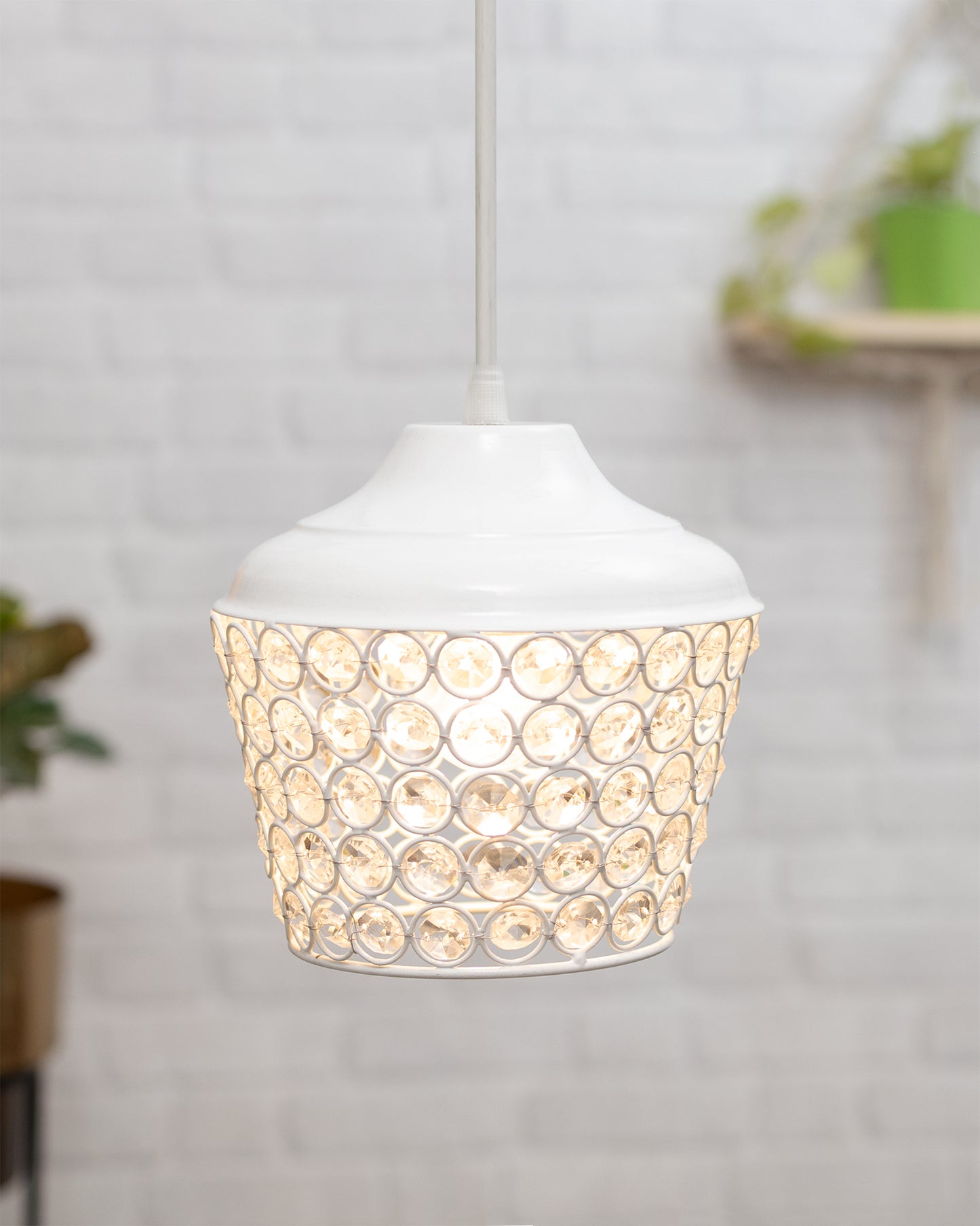 6.5" Glossy Crystal hanging lantern light, ceiling light, Nordic E27 pendant