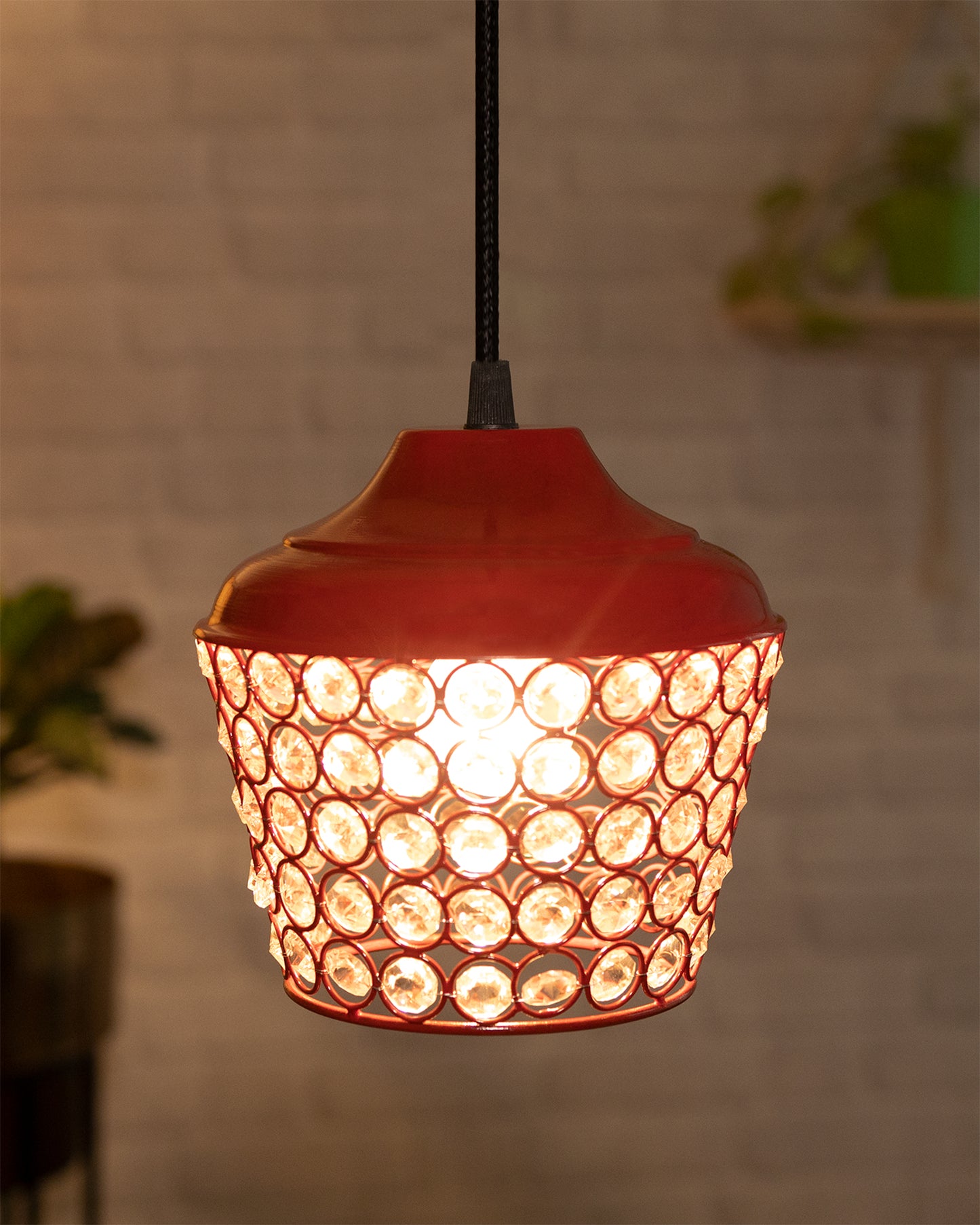 6.5" Glossy Crystal hanging lantern light, ceiling light, Nordic E27 pendant