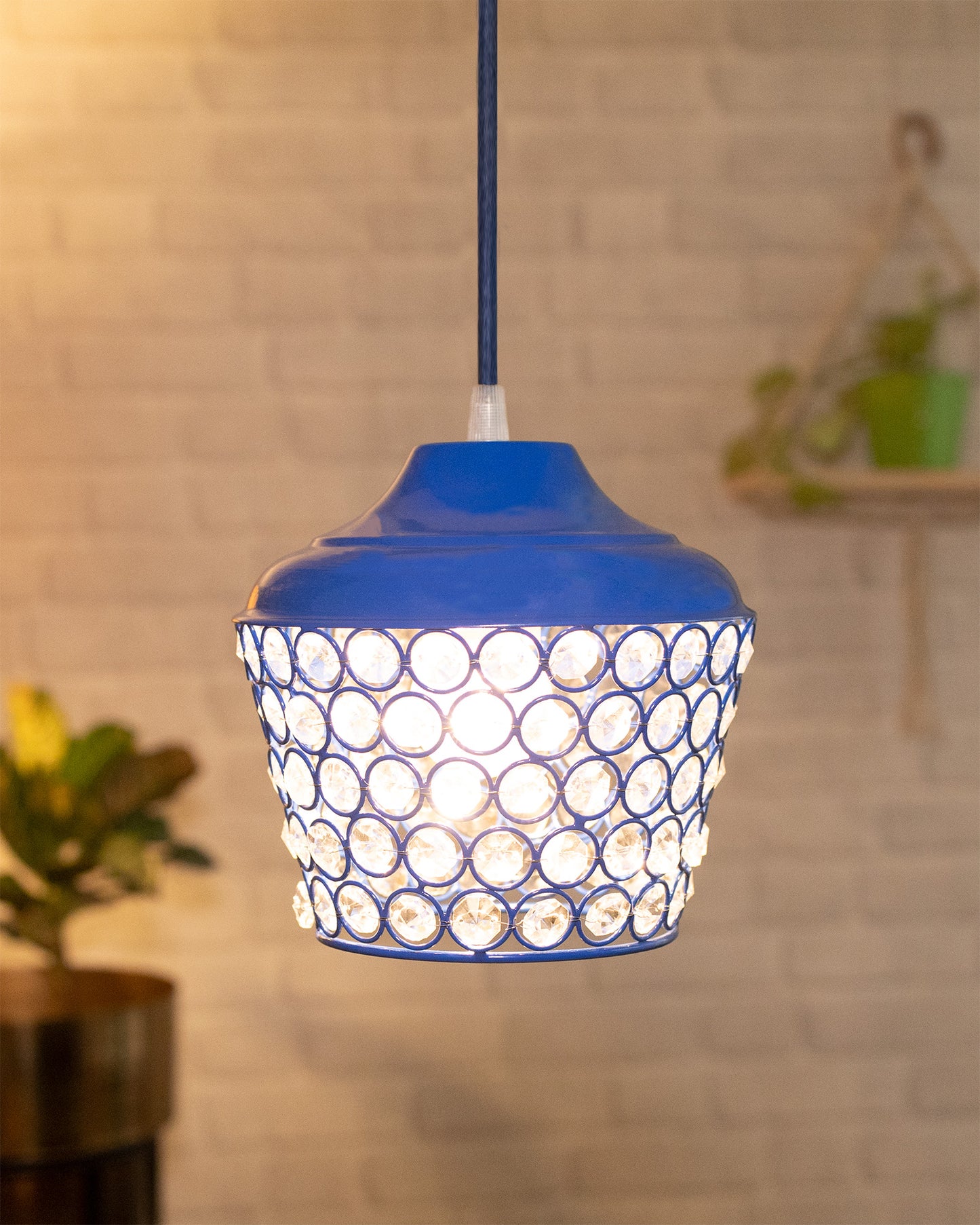 6.5" Glossy Crystal hanging lantern light, ceiling light, Nordic E27 pendant