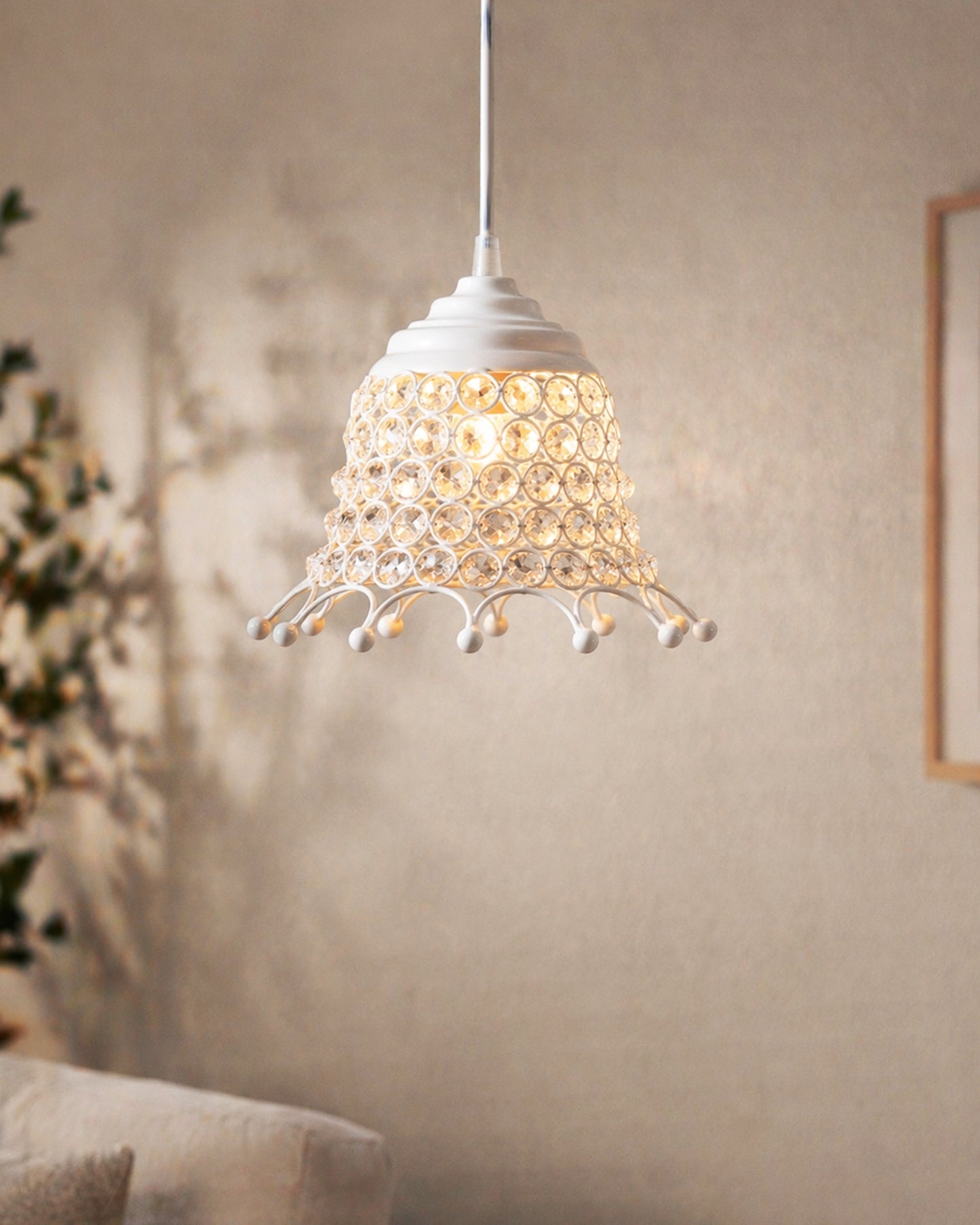 Glossy Hanging crystal pendant light, Adjustable Pendant Light Fixture for Kitchen Dinning Room Bedroom