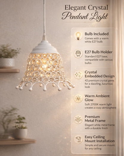 Glossy Hanging crystal pendant light, Adjustable Pendant Light Fixture for Kitchen Dinning Room Bedroom