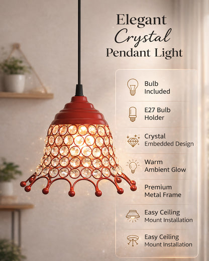 Glossy Hanging crystal pendant light, Adjustable Pendant Light Fixture for Kitchen Dinning Room Bedroom