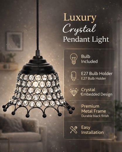 Glossy Hanging crystal pendant light, Adjustable Pendant Light Fixture for Kitchen Dinning Room Bedroom