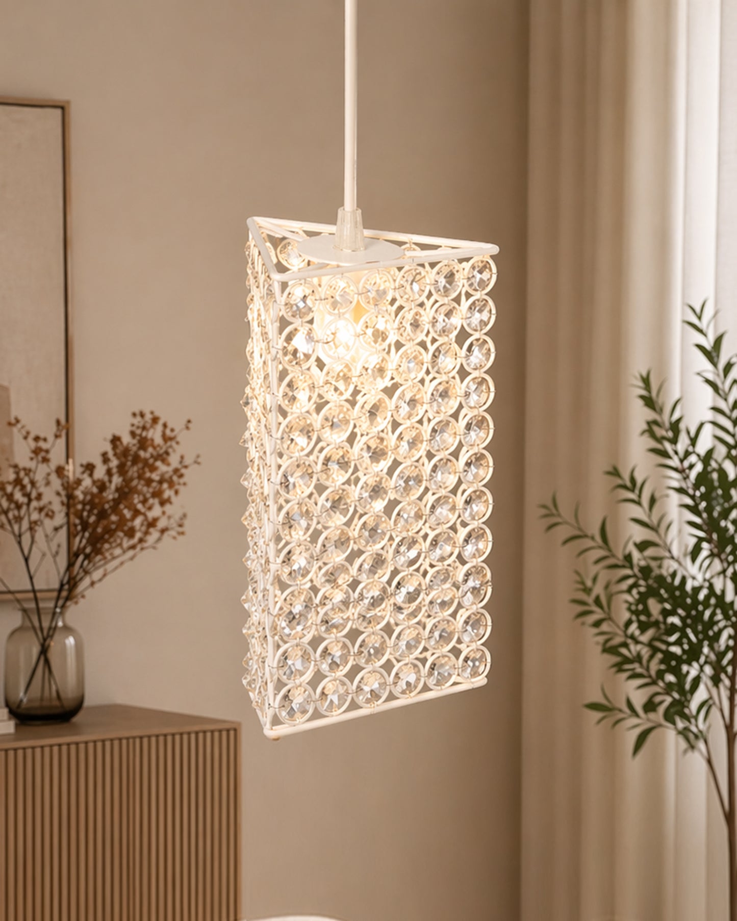 Glossy Hanging crystal Chandelier Vintage Industrial Vintage Pendant Ceiling Light