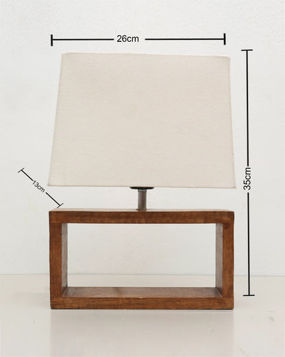 Wood Table Lamp French Country Rustic Bedside Desk Nightstand Lamp for Bedroom Living Room Office LED Bulb Included, Walnut Rectangle.