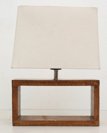 Wood Table Lamp French Country Rustic Bedside Desk Nightstand Lamp for Bedroom Living Room Office LED Bulb Included, Walnut Rectangle.