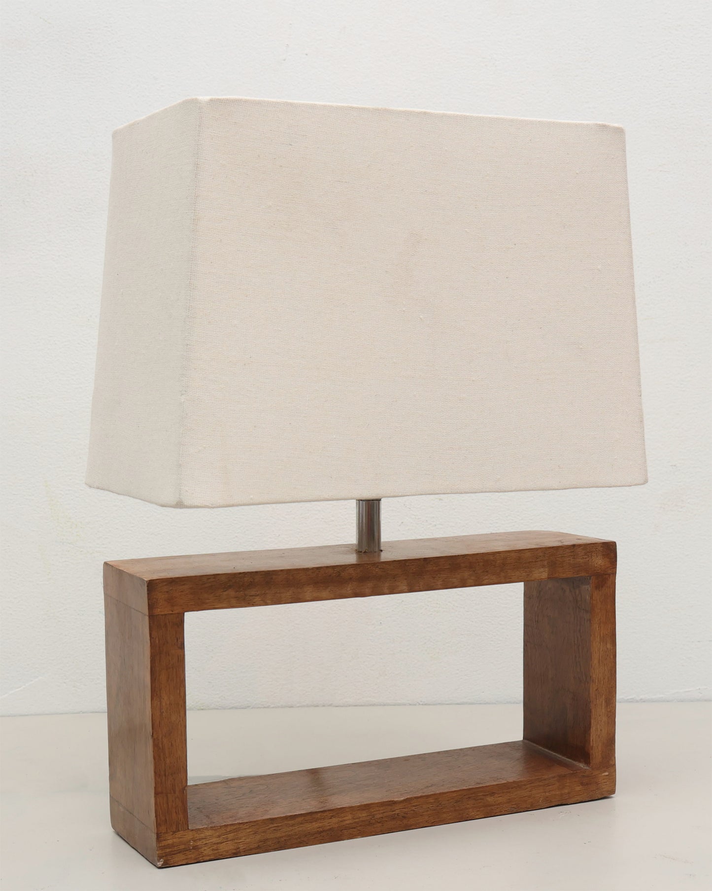 Wood Table Lamp French Country Rustic Bedside Desk Nightstand Lamp for Bedroom Living Room Office LED Bulb Included, Walnut Rectangle.