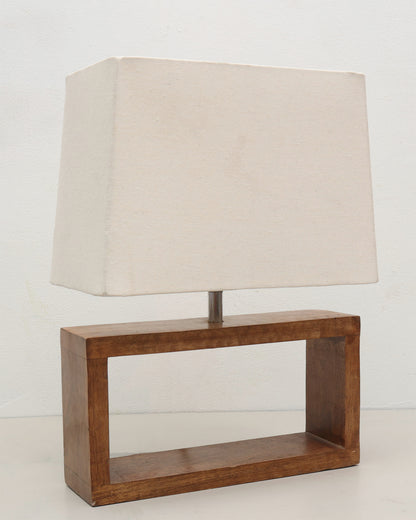 Wood Table Lamp French Country Rustic Bedside Desk Nightstand Lamp for Bedroom Living Room Office LED Bulb Included, Walnut Rectangle.