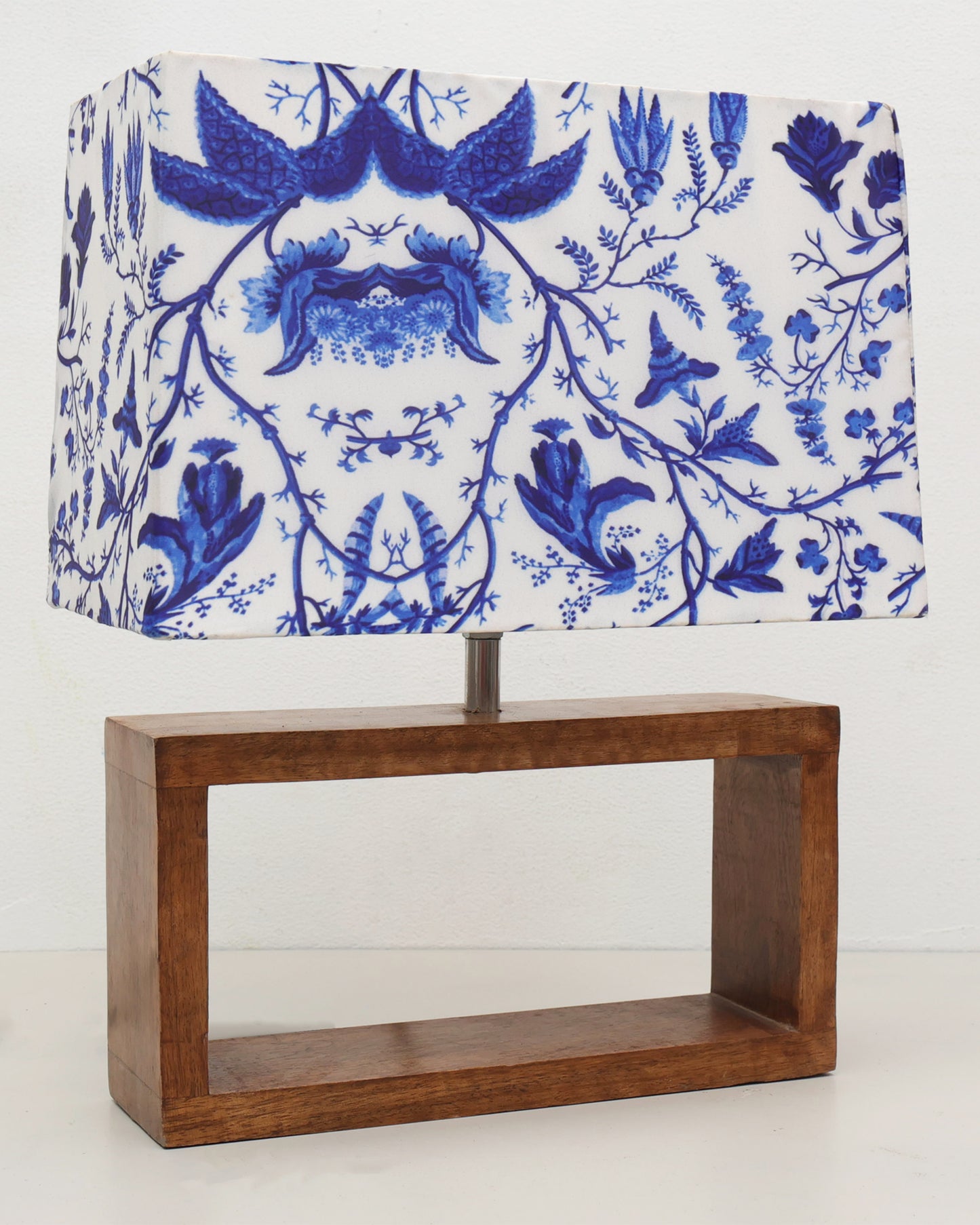 Wood Table Lamp French Country Rustic Bedside Desk Nightstand Lamp for Bedroom Living Room Office LED Bulb Included, Walnut Rectangle.