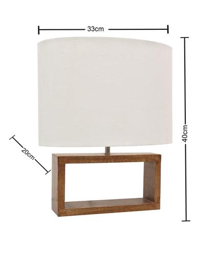 Wood Table Lamp French Country Rustic Bedside Desk Nightstand Lamp for Bedroom Living Room Office LED Bulb Included, Walnut Rectangle.