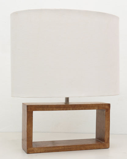 Wood Table Lamp French Country Rustic Bedside Desk Nightstand Lamp for Bedroom Living Room Office LED Bulb Included, Walnut Rectangle.