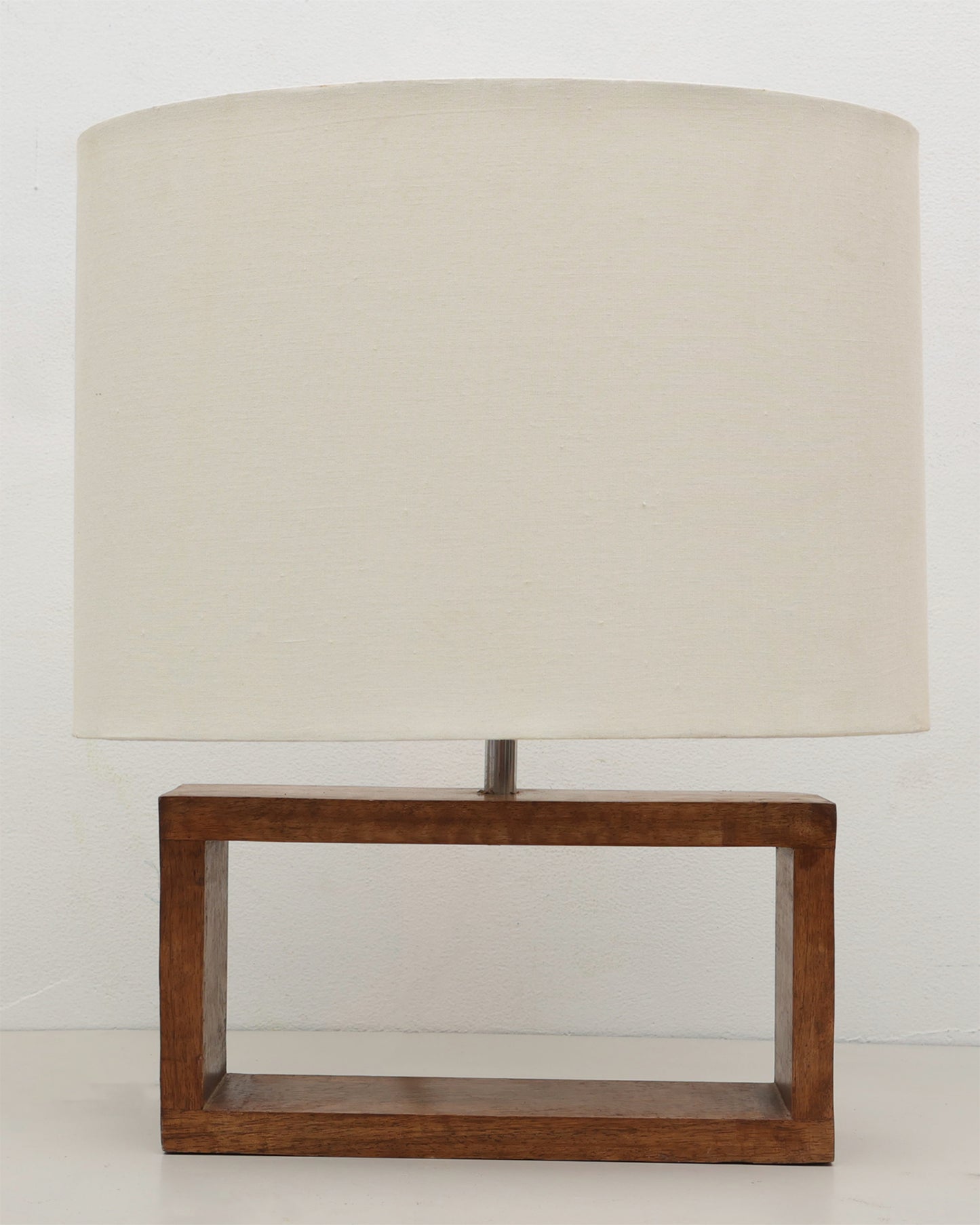 Wood Table Lamp French Country Rustic Bedside Desk Nightstand Lamp for Bedroom Living Room Office LED Bulb Included, Walnut Rectangle.