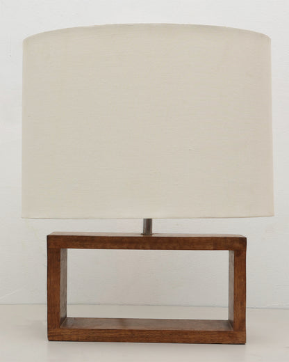 Wood Table Lamp French Country Rustic Bedside Desk Nightstand Lamp for Bedroom Living Room Office LED Bulb Included, Walnut Rectangle.