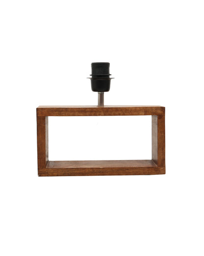 Wood Table Lamp French Country Rustic Bedside Desk Nightstand Lamp for Bedroom Living Room Office LED Bulb Included, Walnut Rectangle.