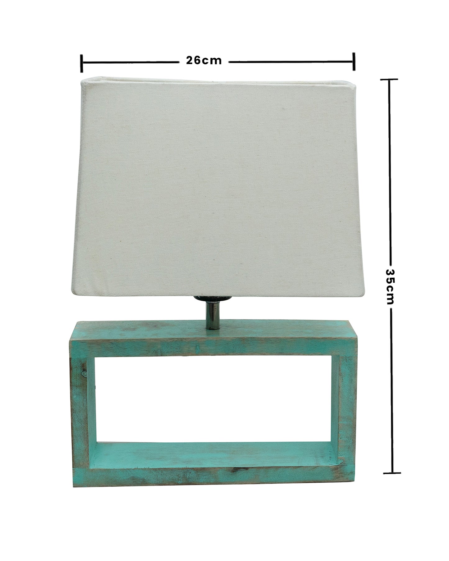 Wood Table Lamp French Country Rustic Bedside Desk Nightstand Lamp for Bedroom Living Room Office LED Bulb Included, Algae Rectangle