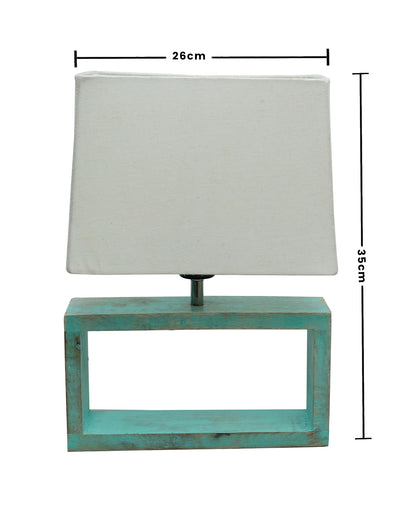 Wood Table Lamp French Country Rustic Bedside Desk Nightstand Lamp for Bedroom Living Room Office LED Bulb Included, Algae Rectangle