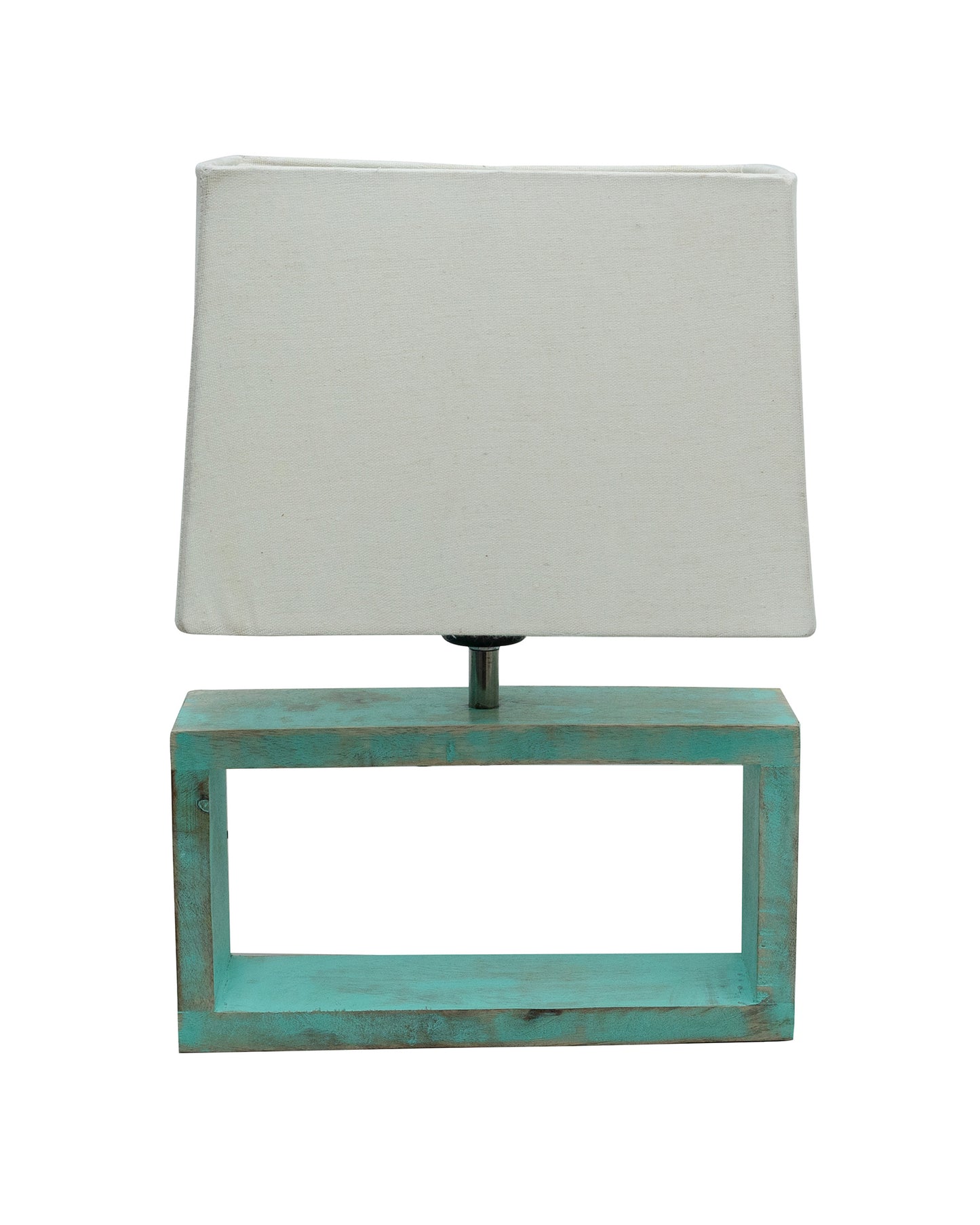 Wood Table Lamp French Country Rustic Bedside Desk Nightstand Lamp for Bedroom Living Room Office LED Bulb Included, Algae Rectangle