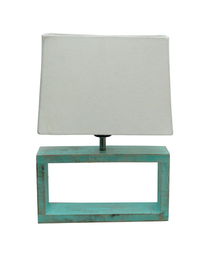 Wood Table Lamp French Country Rustic Bedside Desk Nightstand Lamp for Bedroom Living Room Office LED Bulb Included, Algae Rectangle