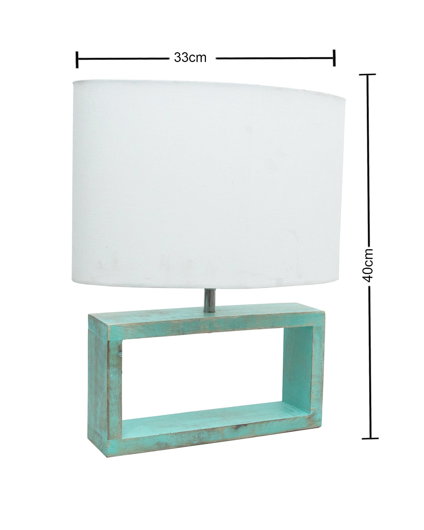Wood Table Lamp French Country Rustic Bedside Desk Nightstand Lamp for Bedroom Living Room Office LED Bulb Included, Algae Rectangle