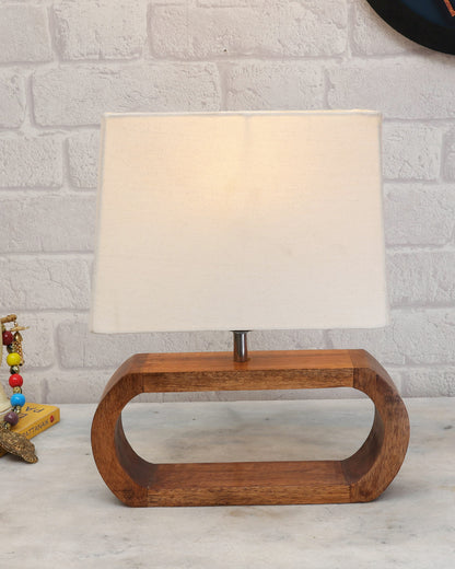 Wood Table Lamp French Country Rustic Bedside Desk Nightstand Lamp for Bedroom Living Room Office LED Bulb Included, Walnut Oblong