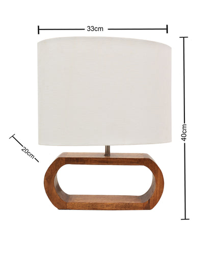 Wood Table Lamp French Country Rustic Bedside Desk Nightstand Lamp for Bedroom Living Room Office LED Bulb Included, Walnut Oblong