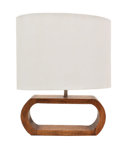 Wood Table Lamp French Country Rustic Bedside Desk Nightstand Lamp for Bedroom Living Room Office LED Bulb Included, Walnut Oblong