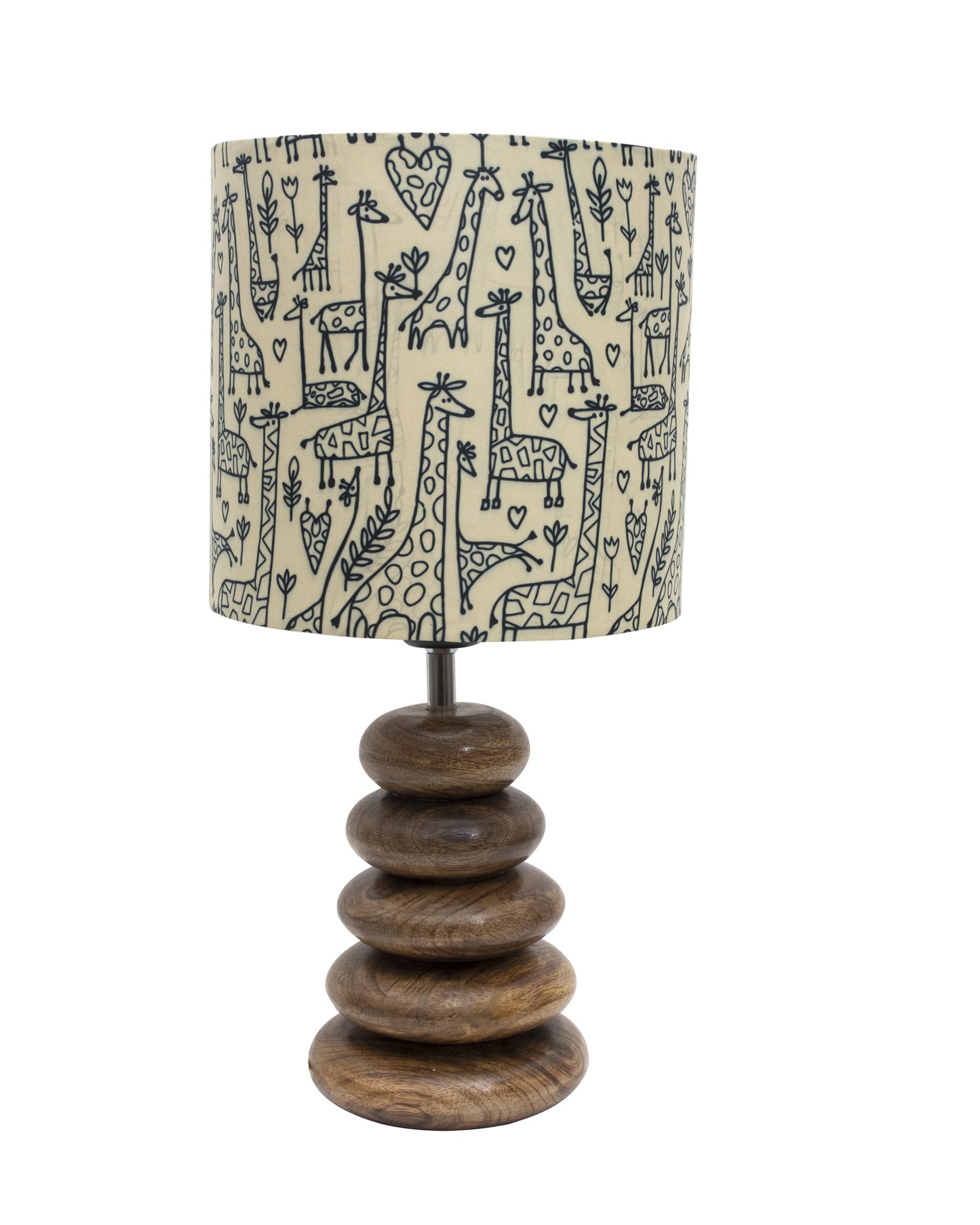 Wood Table Lamp French Country Rustic Bedside Desk Nightstand Lamp for Bedroom Living Room Office LED Bulb Included, Walnut Multi-Pebble